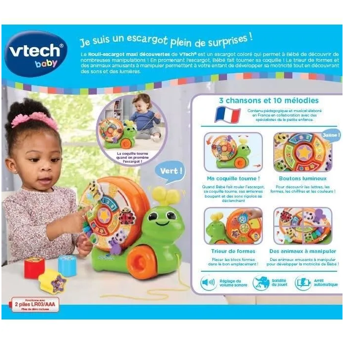 Vtech VTE3417765722059 ROULI-ESCARGOT MAXI DESCUBRIMIENTOS Juguete Infantil 4