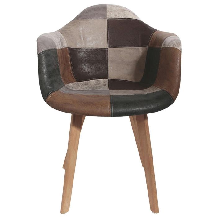 Home Deco Factory Silla Butaca Patchwork Marrón-Gris Essentiel - 62x59 cm; h.84 cm 1 Home Deco Factory Silla Butaca Patchwork Marrón-Gris Essentiel - 62x59 cm; h.84 cm 1