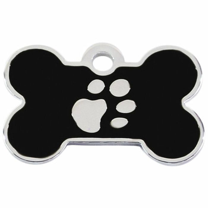 Placa identificativa para collar Imarc Bone Negro Plata 1