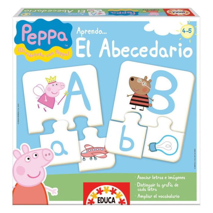 Educa Juego Educativo Aprende el Abecedario con Peppa Pig. Juego de mesa didáctico para niños de 4 a 5 años. Idiomas: Español e Inglés. Educa Juego Educativo Aprende el Abecedario con Peppa Pig. Juego de mesa didáctico para niños de 4 a 5 años. Idiomas: Español e Inglés.