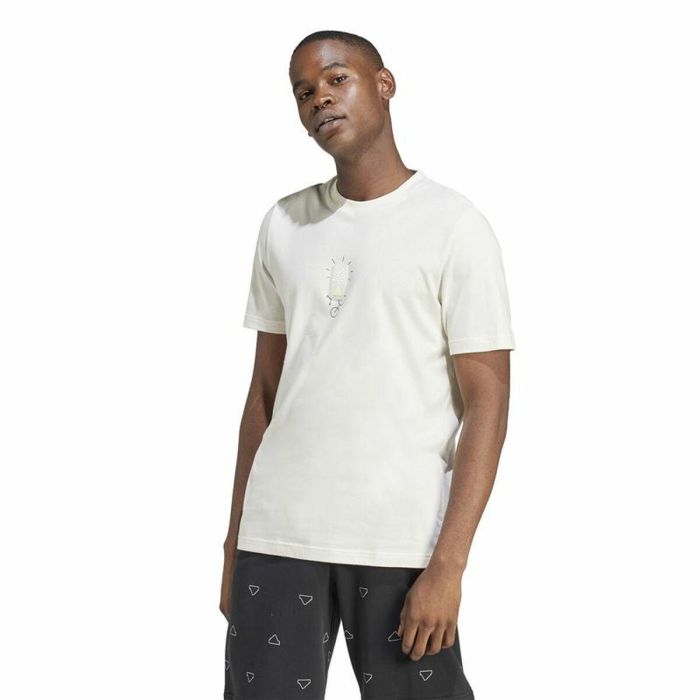 Camiseta de Manga Corta Hombre Adidas Molded Linear Blanco Natural 5