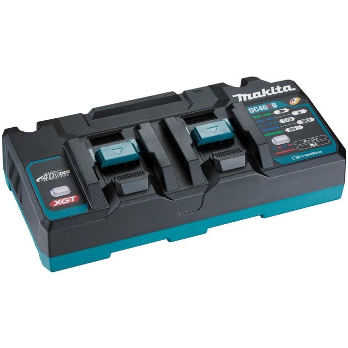 Makita DC40RB Cargador doble de batería para iones de litio 18V, 2 baterías, turquesa, 625W