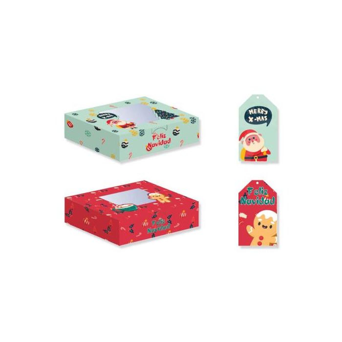 Bismark 330874 Caja Plegable Decorada con Ventana Navidad 22 x 15 x 7 cm