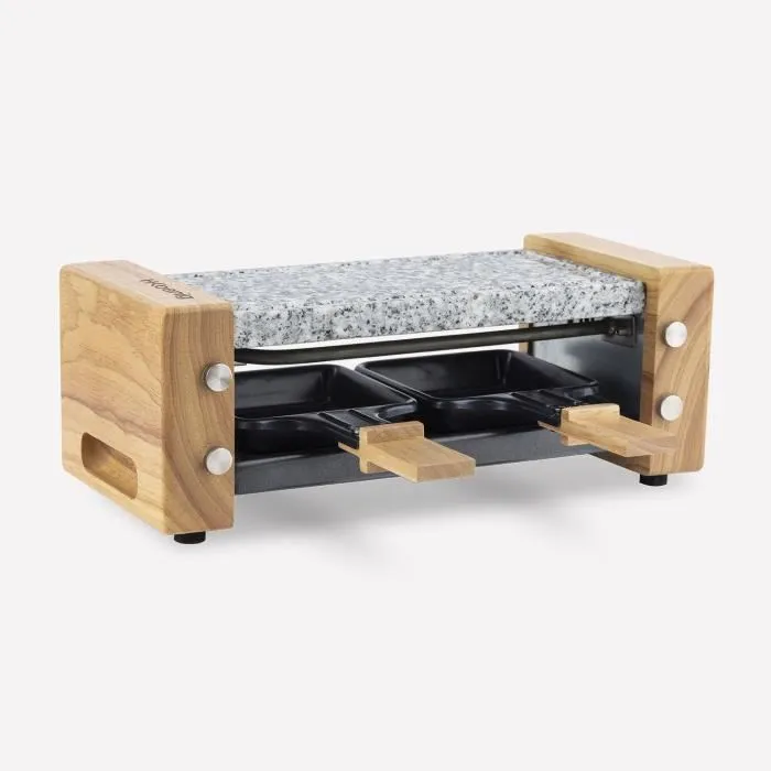 Hkoenig Raclette y Stone Cook para 2 Personas WOD2 con Diseño de Madera 1