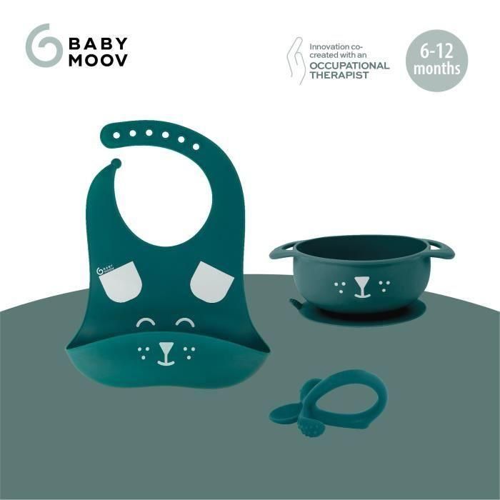 Babymoov FIRST'ISY Juego de Comidas Bebé 6-12 Meses 3 Piezas: Bol Antideslizante, Cuchara 360°, Babero Recuperador, Perro Azul 2 Babymoov FIRST'ISY Juego de Comidas Bebé 6-12 Meses 3 Piezas: Bol Antideslizante, Cuchara 360°, Babero Recuperador, Perro Azul 2