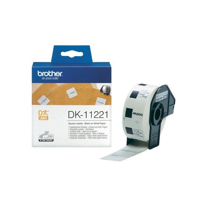 Etiquetas Brother Precortada Papel Blanco 23X23 Mm Rollo 1.000 Uds.Cuadradas (Dk11221)