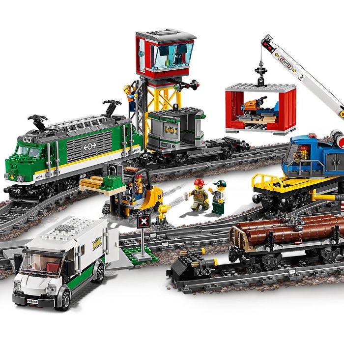 LEGO Tren de Carga con Control Remoto City 60198 - Set completo con 4 Vagones, 33 Vías, Carretilla Elevadora y 6 Figuras 3