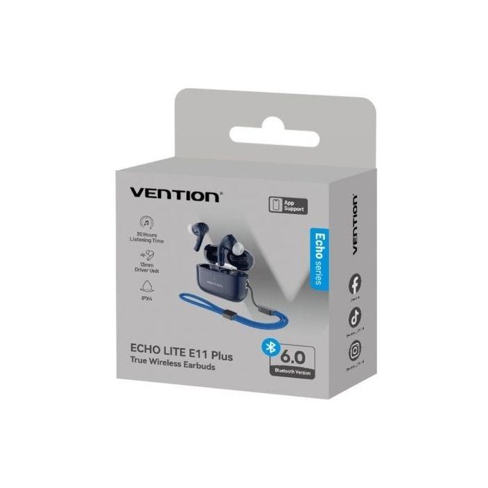 Auriculares Bluetooth Vention Echo Lite E11 Plus con estuche de carga/ Autonomía 30h/ Azules 1