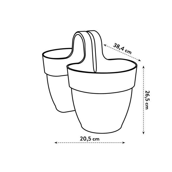 ELHO - Maceta - Vibia Campana Flower Twin 21 - Antracita - Balcón exterior - L 38,4 x An 20,5 x Al 26,5 cm 3