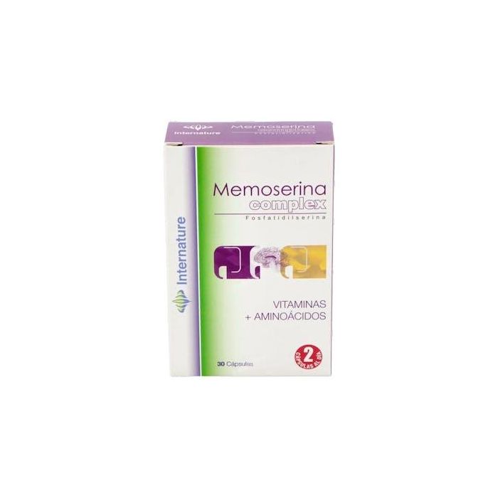 INTERNATURE Memoserina Complex 30 Cápsulas para Cansancio Mental, Energía y Concentración con Fosfatidilserina y Ginkgo