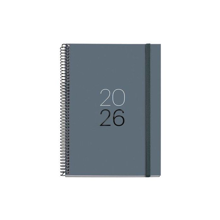 Agenda Anual (2026) Miquelrius Basic Calm Espiral Tapa Extra Con Goma Plus 155X213 D/P Grafito