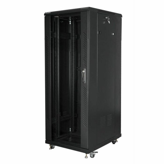 Lanberg FF01-6832-12B Armario Rack 19 Pulgadas 32U 600x800 mm, 800 kg, Negro, IP20, con Ruedas y Ventiladores