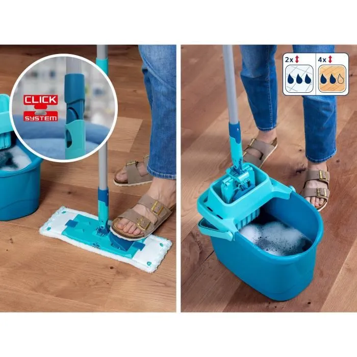 Leifheit Juego de fregona PowerClean M 55510 con cubo y escurridor, fácil de usar - Turquesa 2