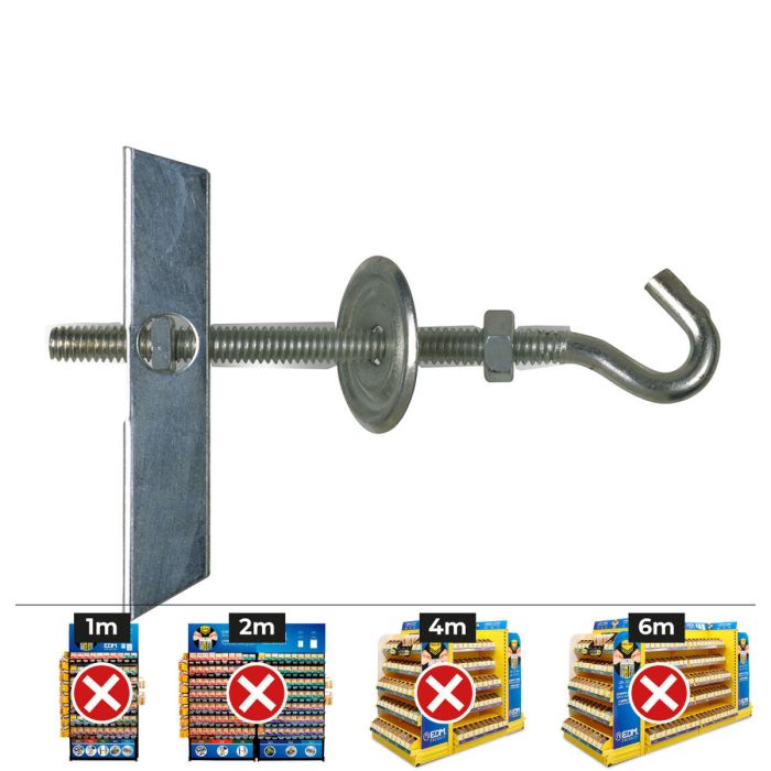 Celo Basculante con gancho M4 con arandela y tuerca 9532bg (Caja 100 unid)