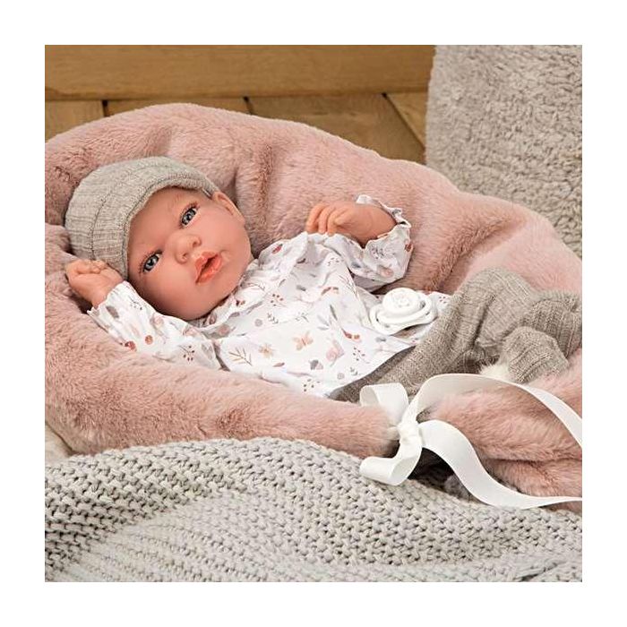 Muñeca elegance andie gris con cojin lactancia, incluye chupete (muñeco de peso)40 cm 9