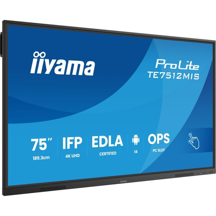 IIYAMA TE7512MIS-B4AG Monitor Interactivo Táctil 75" IPS LED 4K UHD Android 11, 8GB RAM 128GB Almacenamiento, 24/7