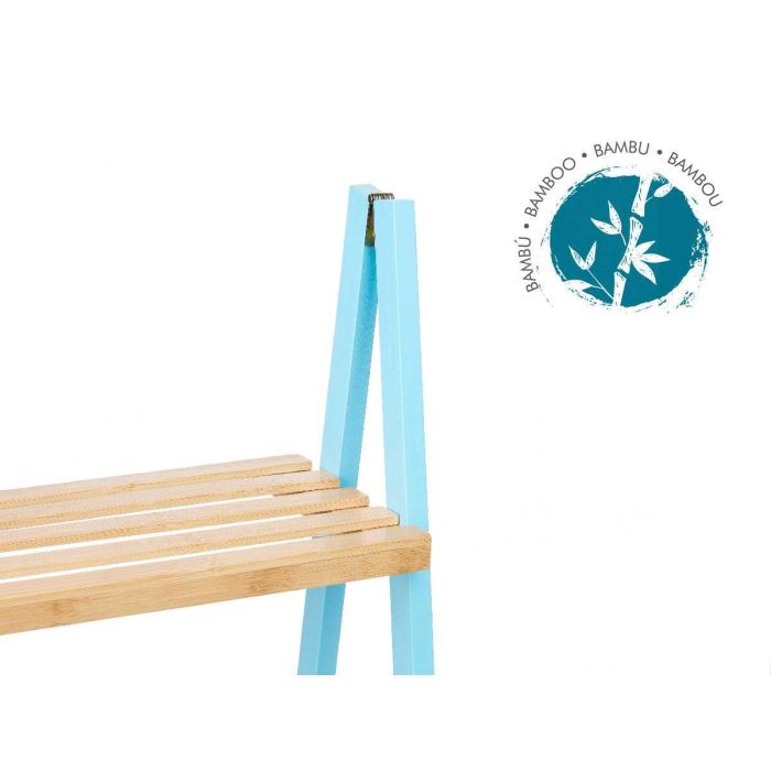 Estantería Escalera 3 Estantes Bambú Azul Berilo 40x81x30 cm 3