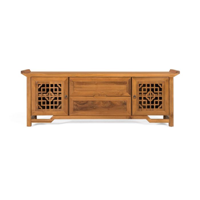 Giner Y Colomer Mueble TV de Teca Maciza 180 cm con 2 Puertas y 2 Cajones Color Miel Claro 7