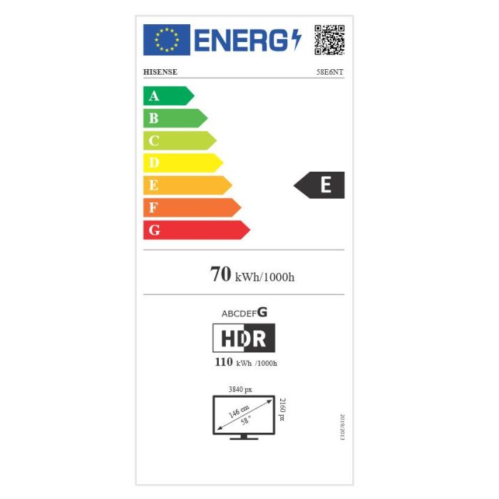 Hisense 58E6NT - Smart TV LED 4K Ultra HD 58" (147cm) con Android TV, HDR10+, Dolby Vision, Wi-Fi, Bluetooth, 3x HDMI 11