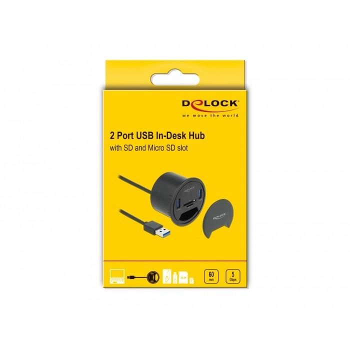 DELOCK 2 Port Tisch-Hub 2x SuperSpeed USB Typ-A und Card Reader fur SD und Micro 2 DELOCK 2 Port Tisch-Hub 2x SuperSpeed USB Typ-A und Card Reader fur SD und Micro 2