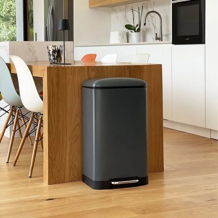 Kitchen Move Cubo de basura con pedal 40L KIT3666162006631 Gris mate en acero inoxidable 2