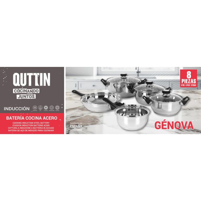 Geno Batería de Cocina 8 Piezas Acero Inoxidable Inducción 1