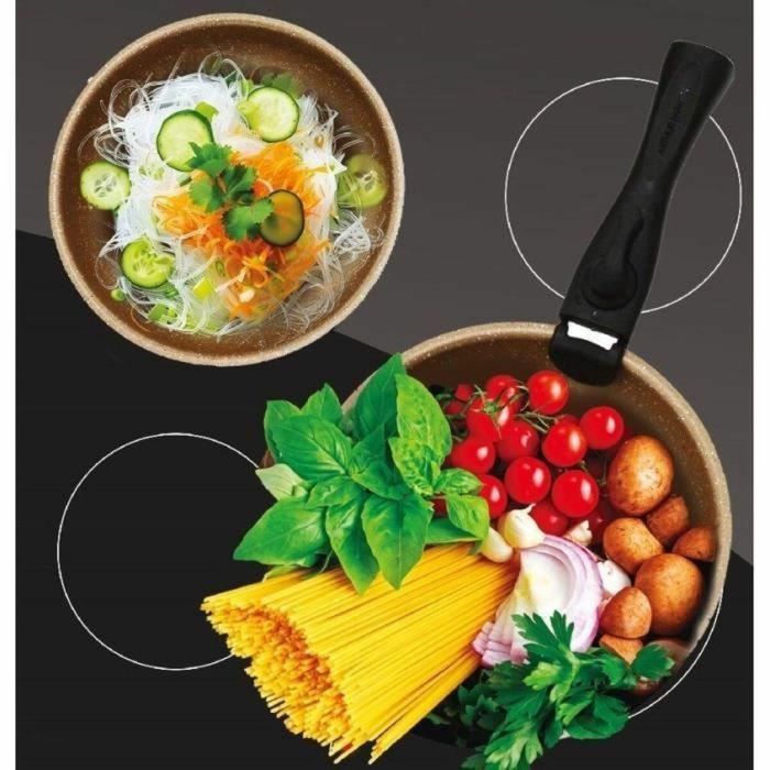 Arthur Martin AM5865 Batería de cocina 18 piezas de aluminio con mango extraíble para inducción y todo tipo de fuegos 1
