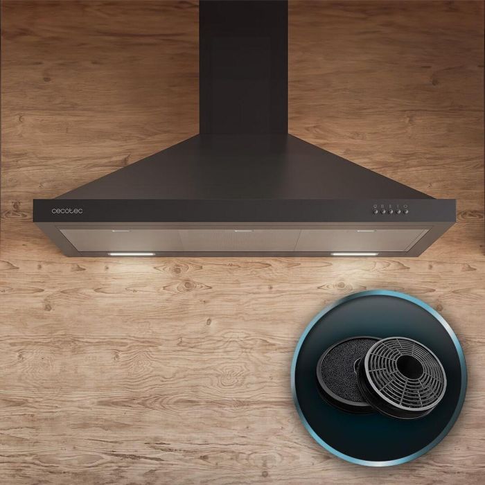 Cecotec Campana Convencional 90 cm Negra Acero Inoxidable 650 m³/h Luz LED Bolero Flux PM 906500 1