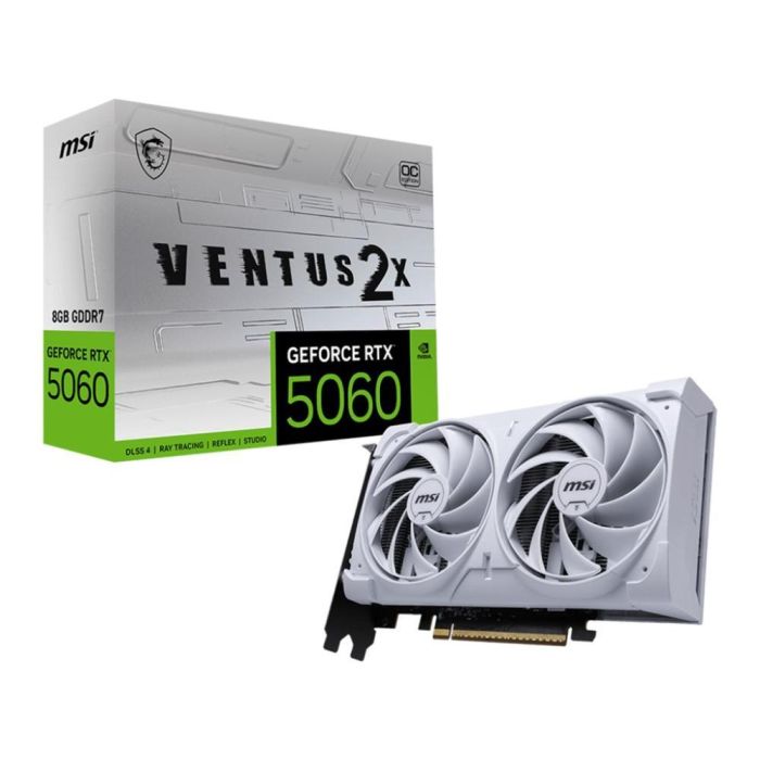 MSI GeForce RTX 5060 8G VENTUS 2X OC WHITE NVIDIA 8 GB GDDR7 PCI Express x16 5.0 2 Ventiladores MSI GeForce RTX 5060 8G VENTUS 2X OC WHITE NVIDIA 8 GB GDDR7 PCI Express x16 5.0 2 Ventiladores