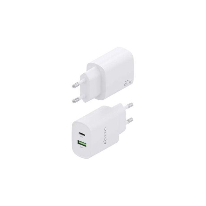 AISENS - CARGADOR 20W, 1xUSB-C PD3.0, 1xUSB-A QC3.0, BLANCO 2