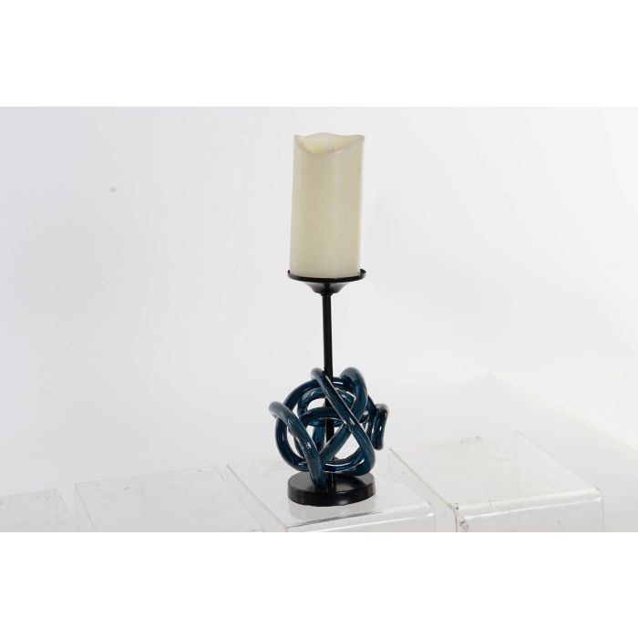 DKD Home Decor Portavela Azul de Cristal y Metal, Forma de Bola, 25 cm Alto, 13x13 cm Base, para Decoración de Interiores 3 DKD Home Decor Portavela Azul de Cristal y Metal, Forma de Bola, 25 cm Alto, 13x13 cm Base, para Decoración de Interiores 3