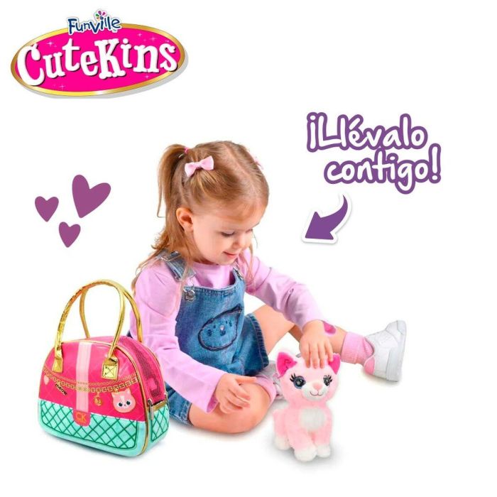 Peluche cutekins gatito con bolso de diseño 19x20x14 cm 2