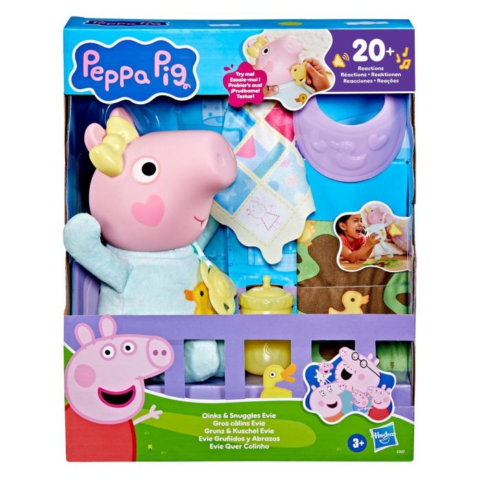 HASBRO Muñeco Peppa Pig Oinks and Snuggles 20-25 cm con Sonidos, usa Pilas AAA 1