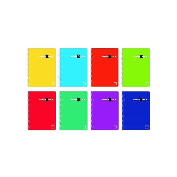 Bloc Pacsa Superbloc Micro.Tapa Extra A4 160H Cuadric.5X5 60G Surtido (8 Col.) 4 unidades