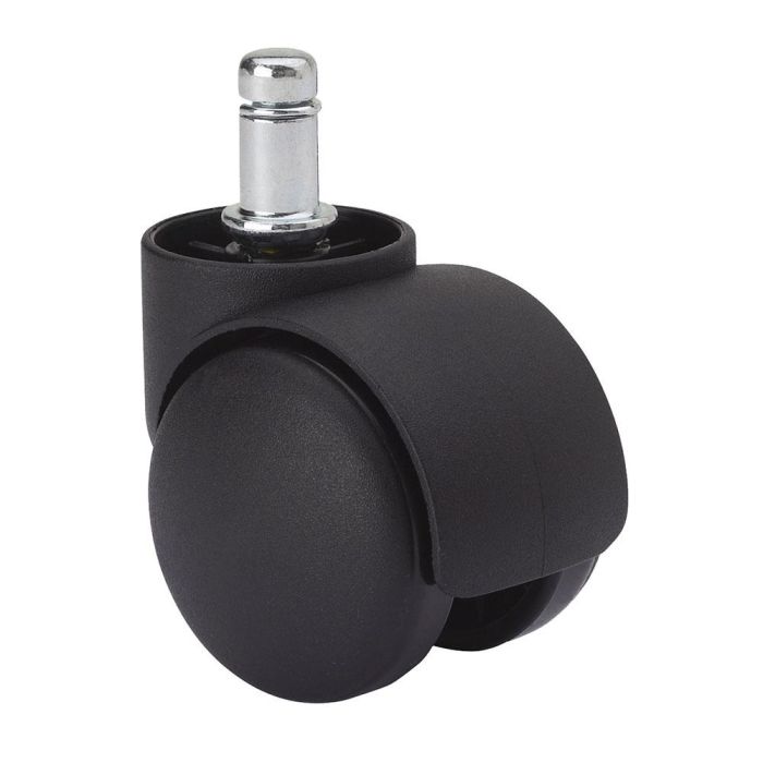 Rueda giratoria espiga lisa y eje liso, color negro, carga máx. 50 kg, 11 x 12 cm, ø 5 cm Rueda giratoria espiga lisa y eje liso, color negro, carga máx. 50 kg, 11 x 12 cm, ø 5 cm