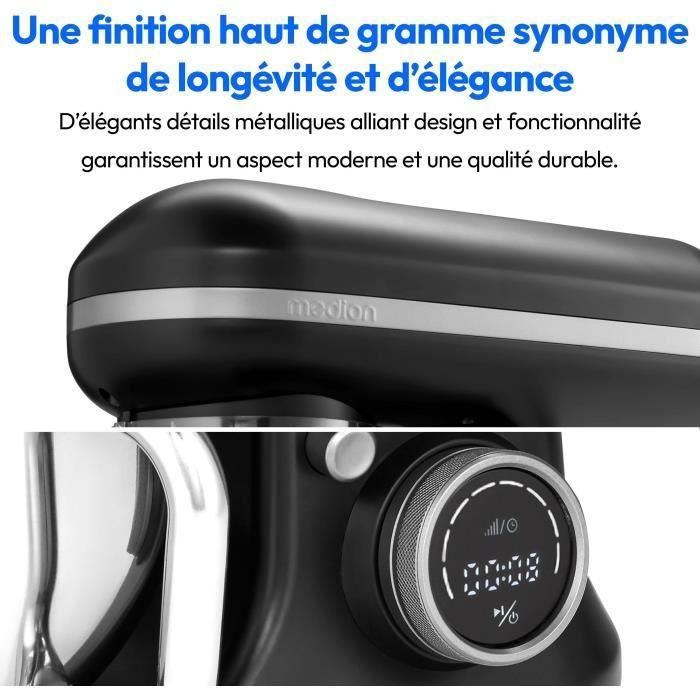 Medion MD18420 Robot de Repostería 1200W, Batidora Amasadora con Bol de 5L, 8 Velocidades y Recipiente para Helado, Negro 5 Medion MD18420 Robot de Repostería 1200W, Batidora Amasadora con Bol de 5L, 8 Velocidades y Recipiente para Helado, Negro 5