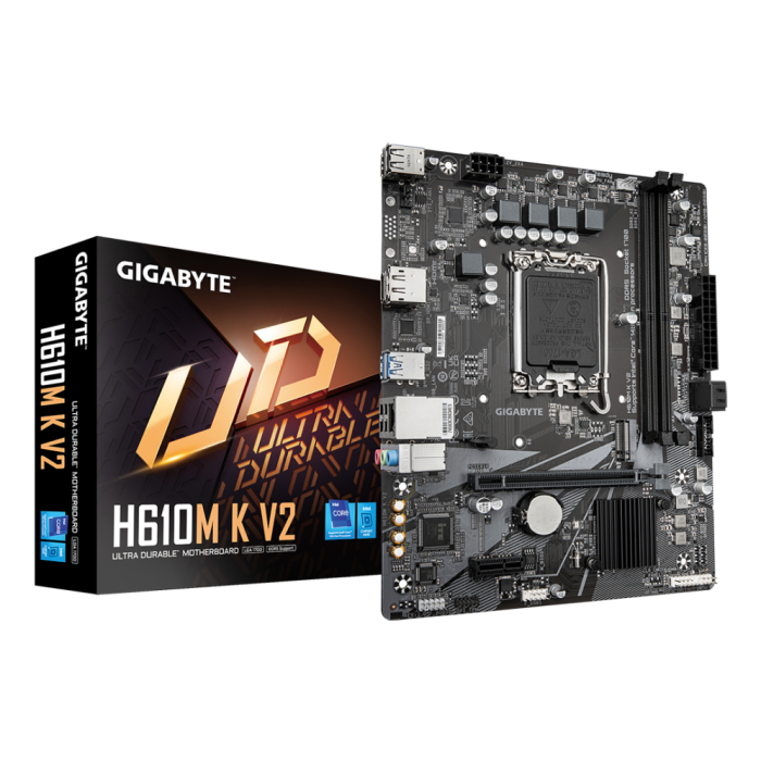 Gigabyte H610M K V2 Placa Base Micro ATX para Intel 14ª/13ª/12ª Gen LGA 1700 DDR5 HDMI DP M.2 PCIe 3.0 SATA