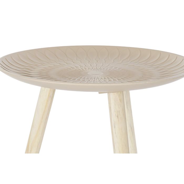 DKD Home Decor Mesita Auxiliar Oriental Beige Blanco MDF Abeto 44 x 45 x 44 cm 2