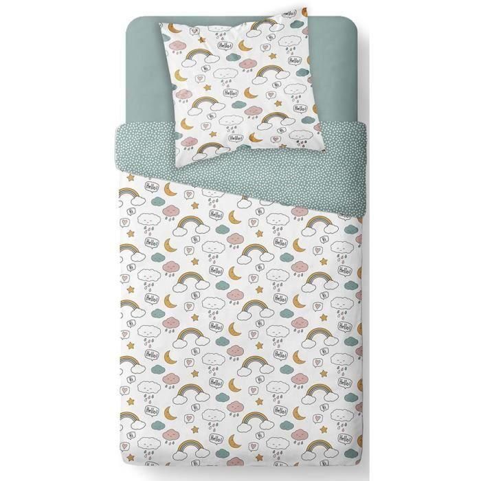 Today 1.15 Juego de Cama Infantil Kids First - Funda Nórdica 140x200cm + Almohada 63x63cm - Poliéster Fácil Mantenimiento - Blanco Estampado 1