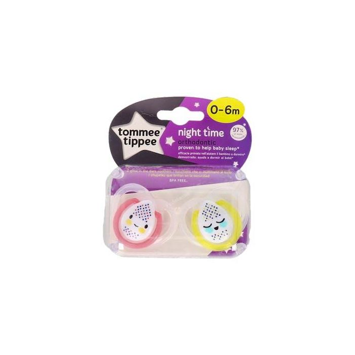 Tommee Tippee Chupete Night Time Sili Redon 0-6 M 2 Un Noche