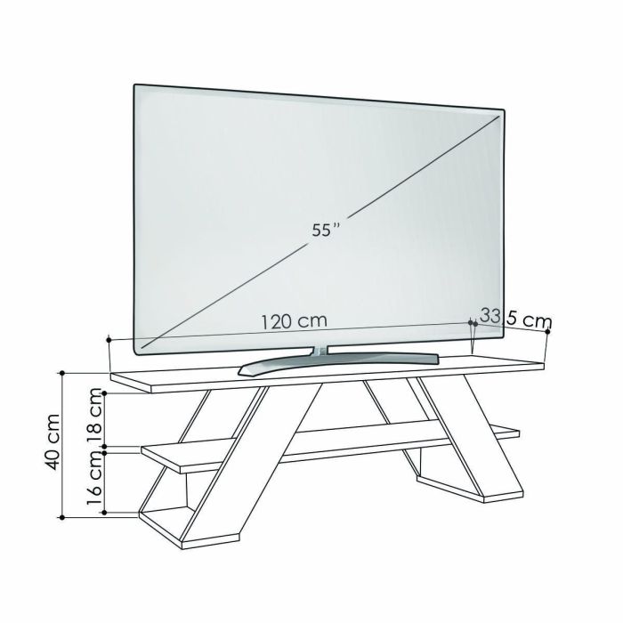 Mueble de TV Alexandra House Living Diagonal Blanco 120 x 40 x 33 cm 2