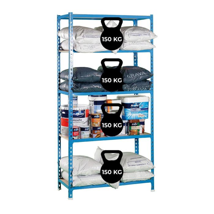 Simon Rack Estantería metálica sin tornillos Maderclick plus 5/500, azul/madera, 5 estantes, capacidad 150 kg por nivel, 2000x1000x500 mm 2 Simon Rack Estantería metálica sin tornillos Maderclick plus 5/500, azul/madera, 5 estantes, capacidad 150 kg por nivel, 2000x1000x500 mm 2