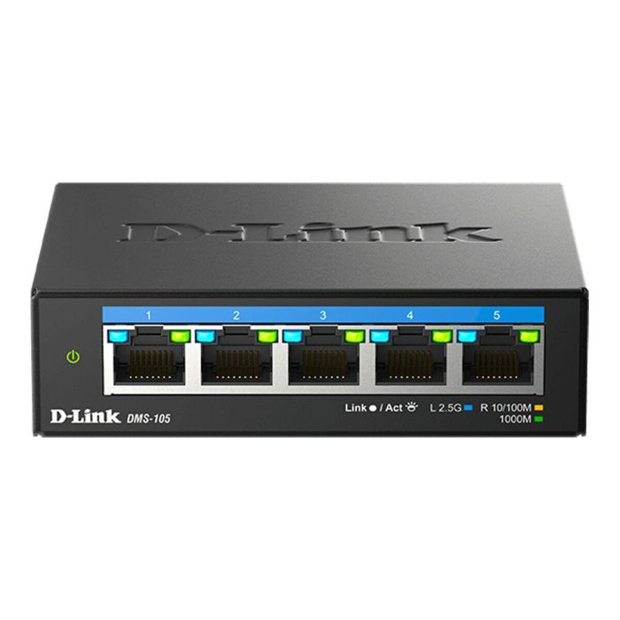 D-Link Switch DMS-105 5 Puertos Ethernet 2.5G Multigigabit, No Administrado, 25 Gbps, Metal, Plug & Play