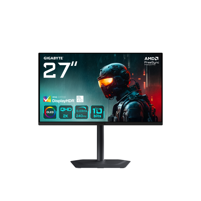Gigabyte MO27Q2 Monitor Gaming OLED 27" QHD 2560x1440 240Hz 0.03ms HDR True Black 400 HDMI 2.1 DisplayPort 1.4 - 20VM0-MO27Q2BA-1EKR