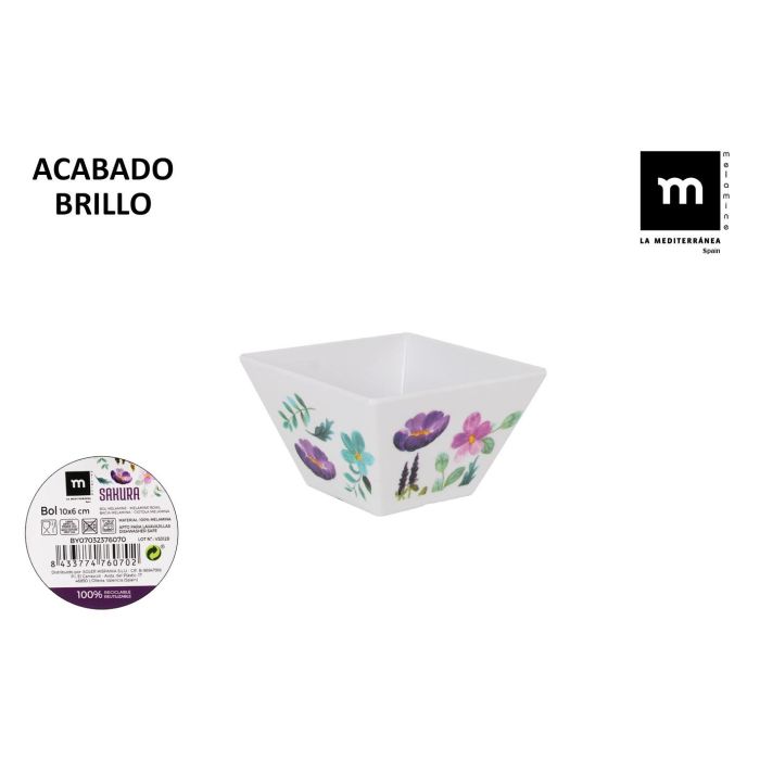La Mediterranea Bol de Melamina Sakura 10 cm x 6 cm Brillo (24 Unidades)