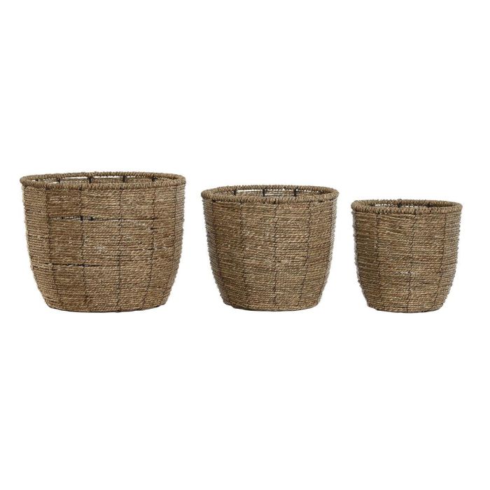 Macetero Tropical DKD Home Decor Marron 31 x 24 x 31 cm Set de 3 Macetero Tropical DKD Home Decor Marron 31 x 24 x 31 cm Set de 3