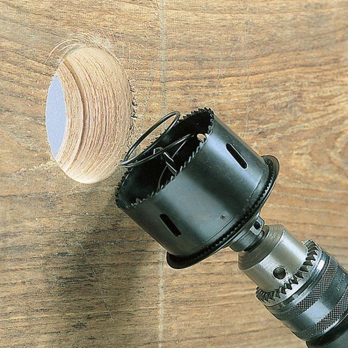 Wolfcraft 2158000 Sierra de corona con expulsor y avellanador de borde ø68 mm para cajas en madera y yeso