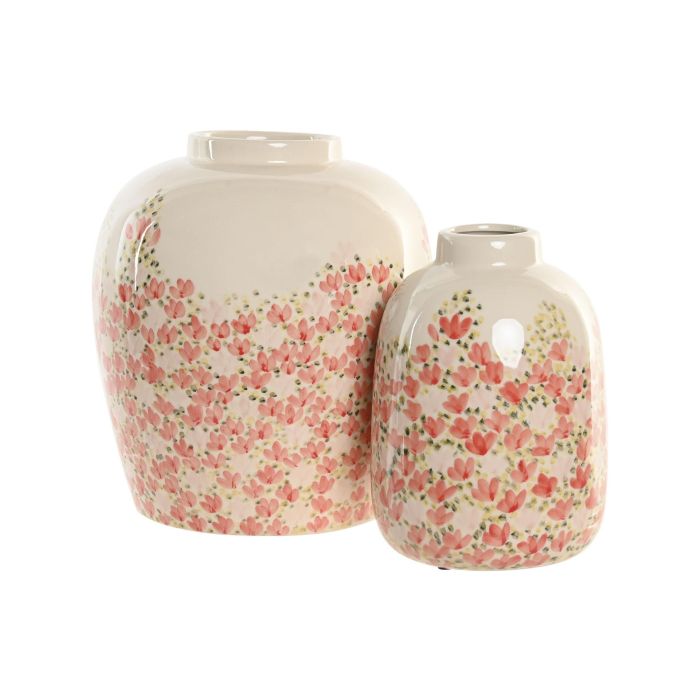 Jarron Oriental DKD Home Decor Blanco Multicolor 25 x 28 x 25 cm (2 Unidades) 3