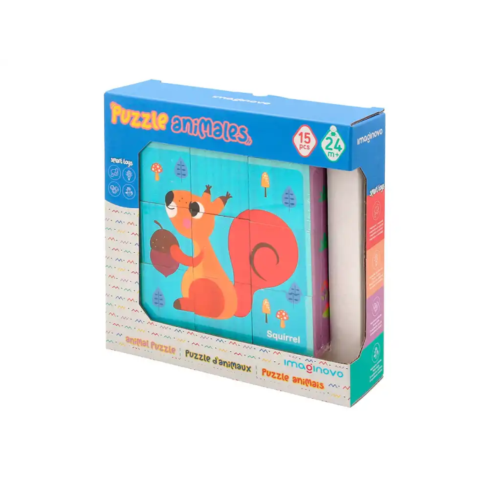 Imaginovo Puzle Infantil de Madera Cubos de Animales +24 Meses 15 Piezas 12 Patrones 22x22x6.4cm 6 Imaginovo Puzle Infantil de Madera Cubos de Animales +24 Meses 15 Piezas 12 Patrones 22x22x6.4cm 6