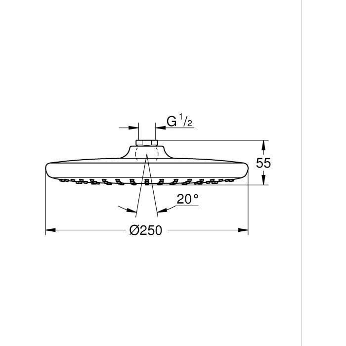 Cabeza de ducha redonda - GROHE Vitalio Start 250 - 1 chorro - 250 mm - Cromo - Ahorro de agua - Flujo de agua uniforme - 26815000 1 Cabeza de ducha redonda - GROHE Vitalio Start 250 - 1 chorro - 250 mm - Cromo - Ahorro de agua - Flujo de agua uniforme - 26815000 1